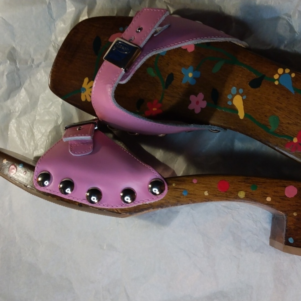 Dr. Scholl's sandals size 9 pink leather and wood - Picture 8 of 8